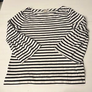 J Crew Factory Stripped Cotton Knit Jersey with Bell Sleeves Size Small